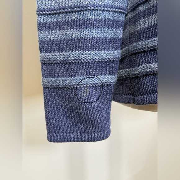 L.L.Bean Cardigan Cotton Blue Gray Ombré Textured Knit Women’s Size Large Petite - Picture 10 of 10